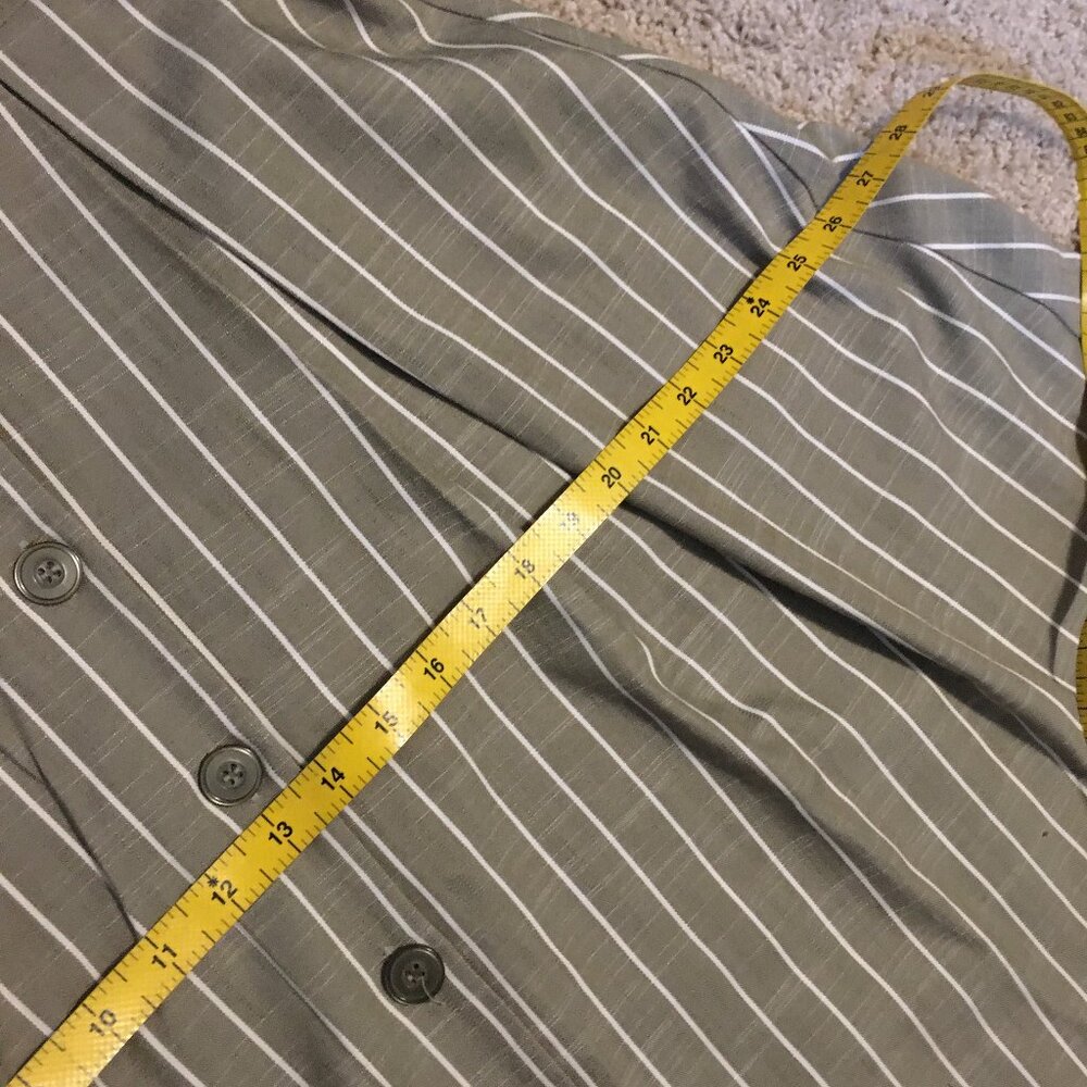 VTG Y2K Cleo Striped Linen Look Midi Button Down Dress 14 Academia Babydoll - Picture 13 of 15